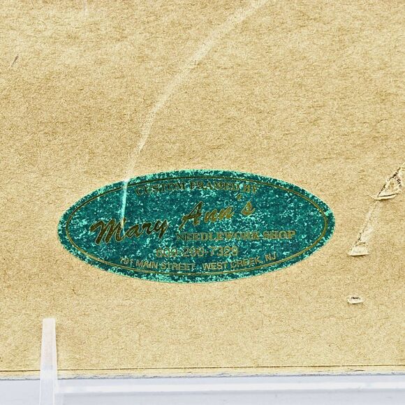 Vintage Needlepoint Hummingbirds Pink Flowers Embroidery Framed Art Signed 1996 - Picture 4 of 6